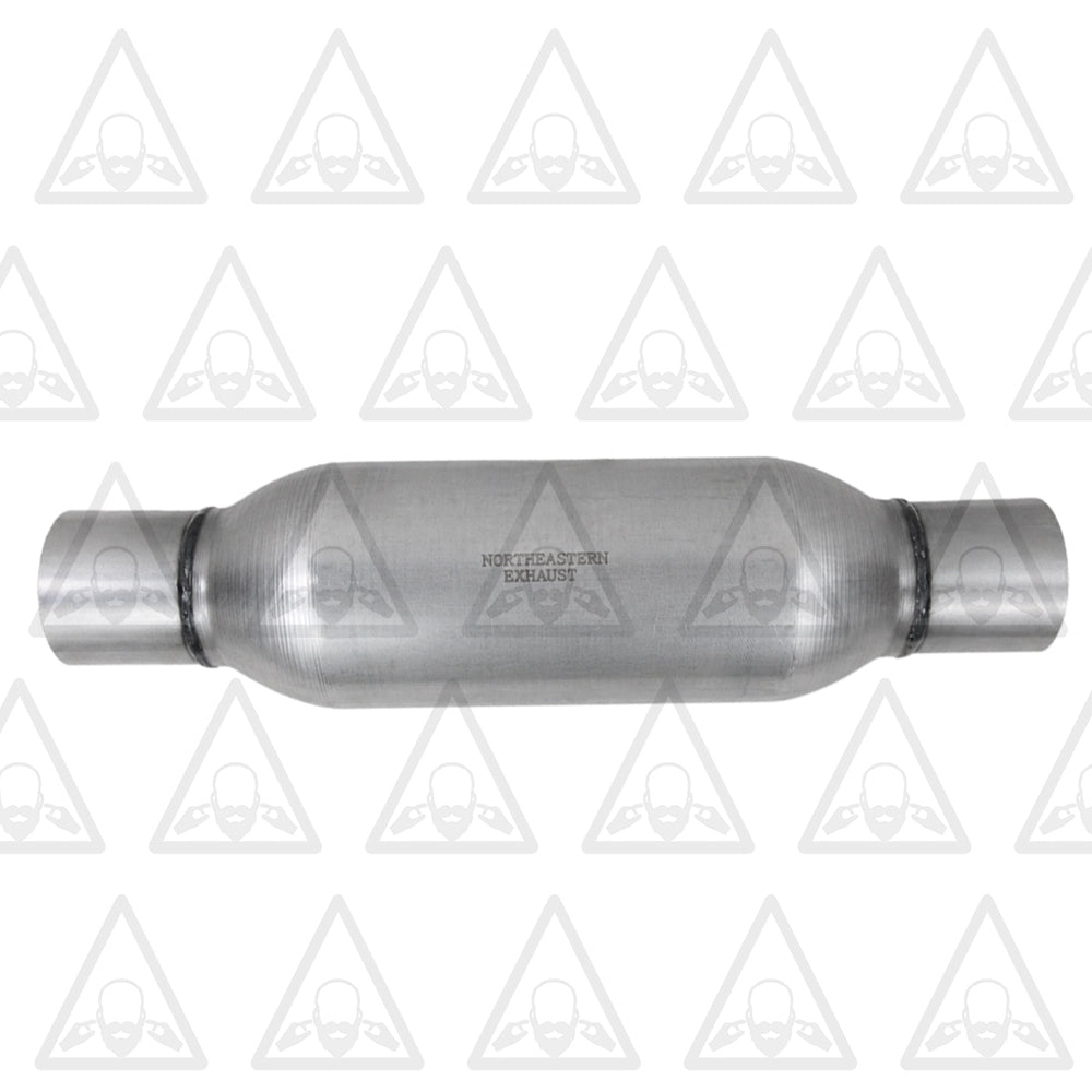 3 Inch ID/OD, 17 Inch Long Pair of Single Chamber Performance Race Round Universal Mufflers