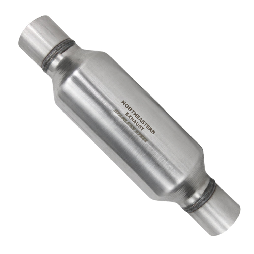 Stainless Steel Universal Chamber Round Performance Muffler 2.75" Inlet & 2.75" Outlet 18" Long