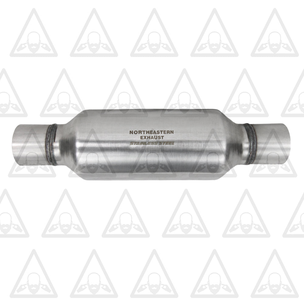 Stainless Steel Universal Chamber Round Performance Muffler 2.75" Inlet & 2.75" Outlet 18" Long