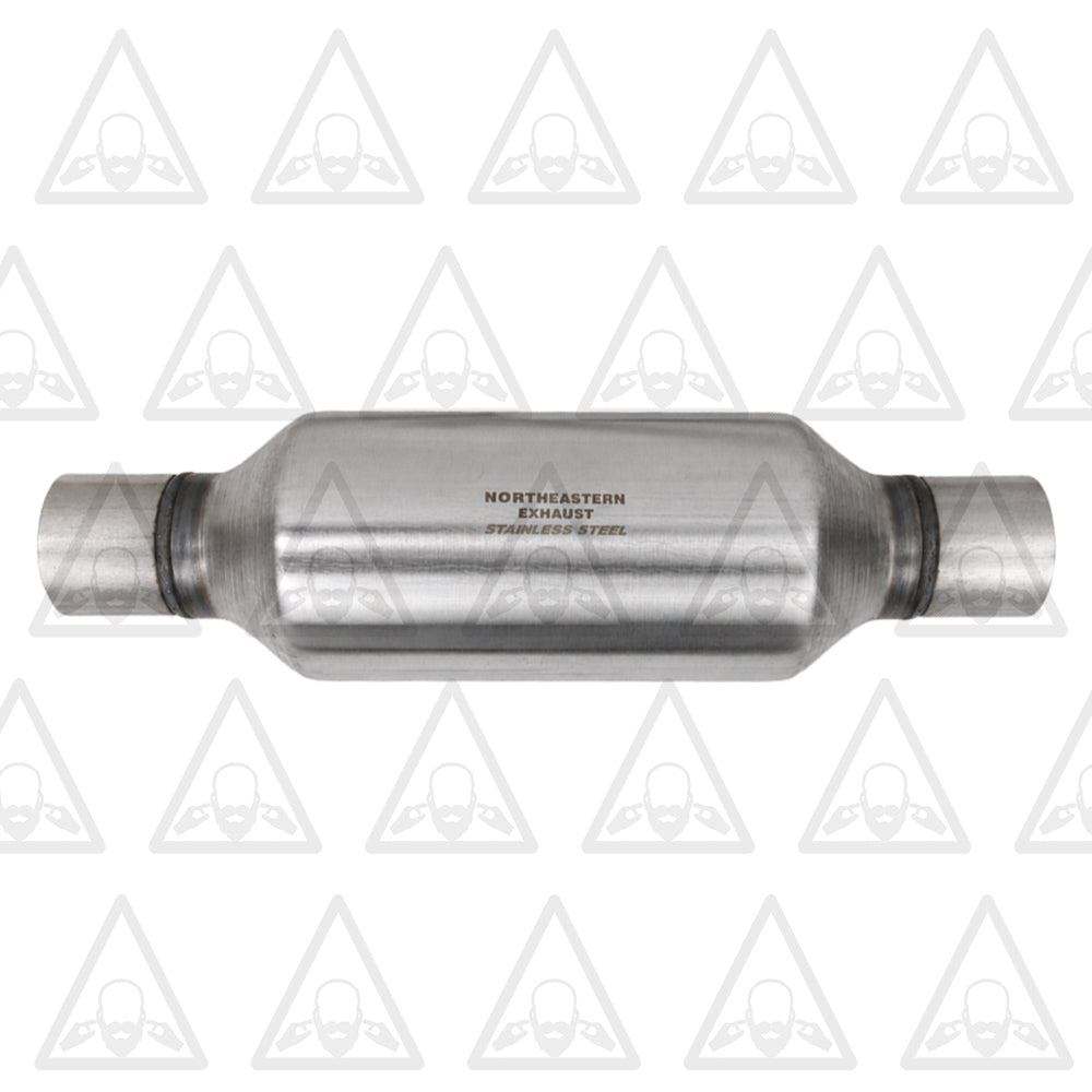 Stainless Steel Universal Chamber Round Performance Muffler 2.50" Inlet & 2.50" Outlet 50" Long