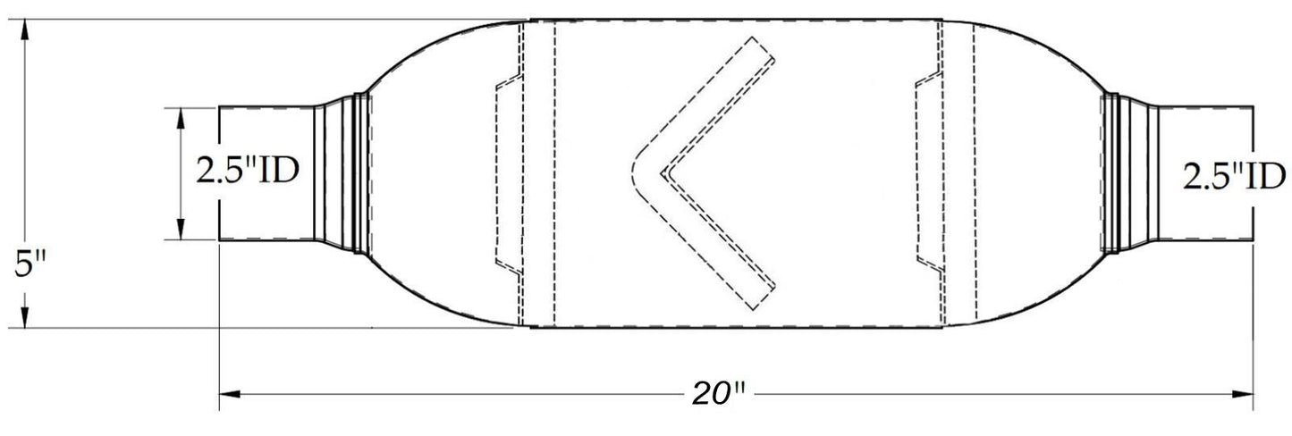 Stainless Steel Universal Chamber Round Performance Muffler 2.50" Inlet & 2.50" Outlet 50" Long