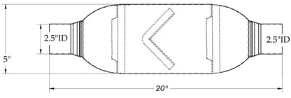 Stainless Steel Universal Chamber Round Performance Muffler 2.50" Inlet & 2.50" Outlet 50" Long