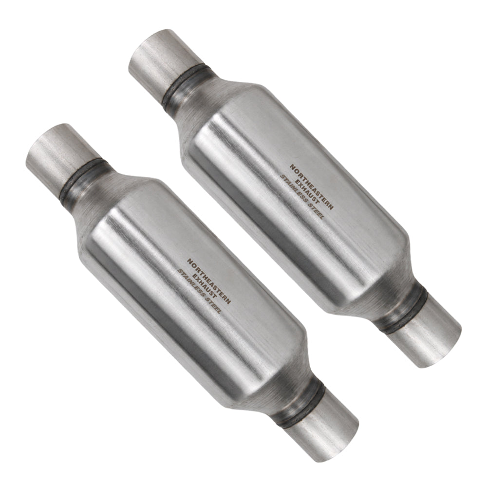 Stainless Steel Pair of Single Universal Chamber Round Performance Muffler 2.5" ID/OD 20" Long