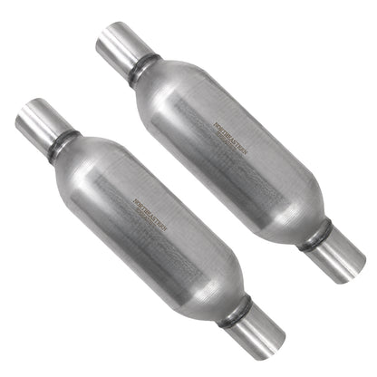 Stainless Steel Pair of Single Universal Chamber Round Performance Muffler 2.25" ID/OD 18" Long