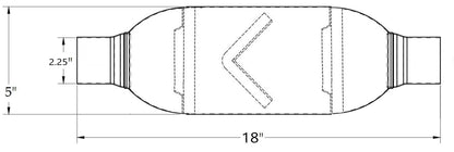 Stainless Steel Pair of Single Universal Chamber Round Performance Muffler 2.25" ID/OD 18" Long