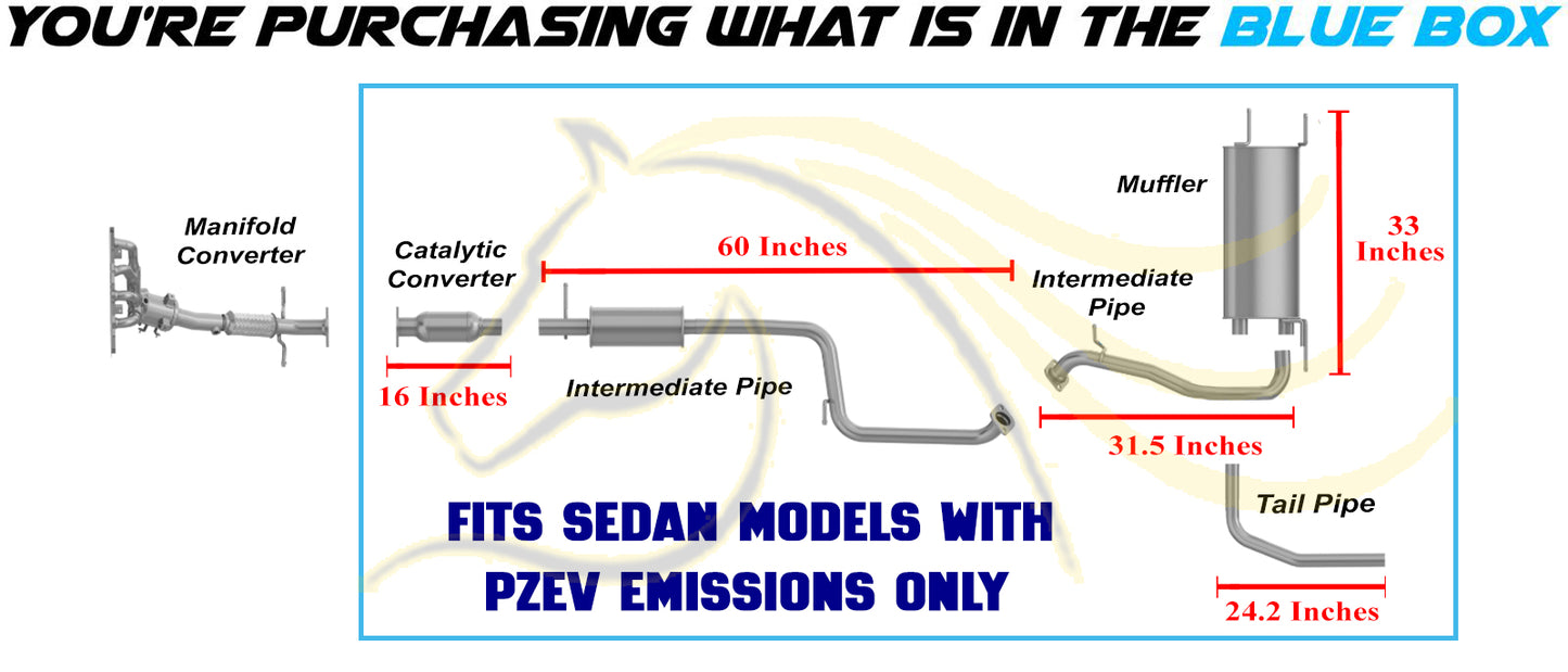 2010-2011 Mazda 3 2.0L Rear Catalytic w/ Exhaust Pipes, Muffler & Tail Pipe Kit | Stainless Steel