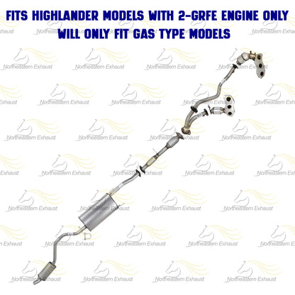 2014-2016 Toyota Highlander 3.5L EPA Approved Complete Exhaust Kit