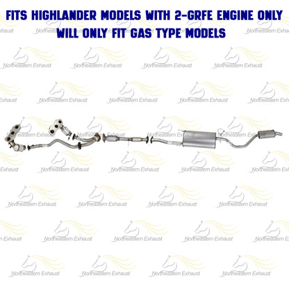 2014-2016 Toyota Highlander 3.5L EPA Approved Complete Exhaust Kit