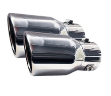 Single Angled Rolled-End Exhaust Tips 2.25" Inlet, 3" Outlet, 5.5" Long | Stainless Steel | 2 Pack