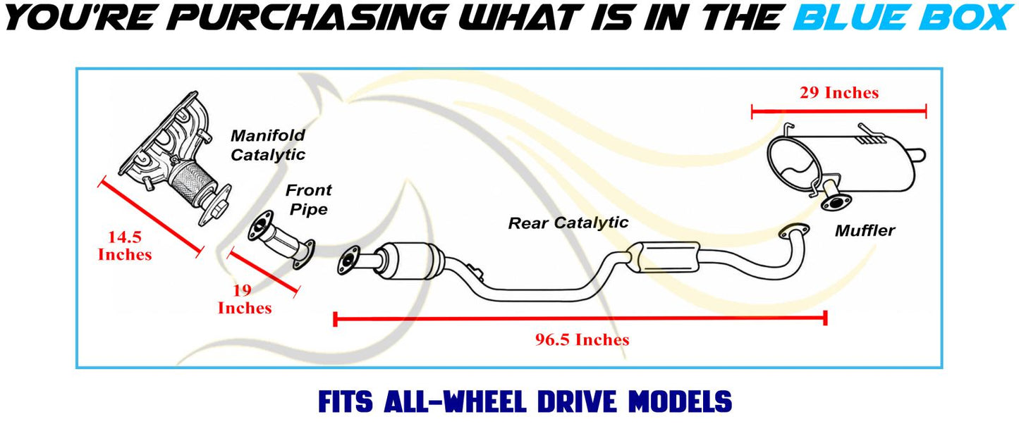 2014-2018 Mitsubishi Outlander 2.4L AWD Complete Exhaust System Kit | Stainless Steel | EPA Approved