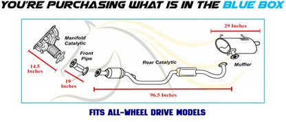 2014-2018 Mitsubishi Outlander 2.4L AWD Complete Exhaust System Kit | Stainless Steel | EPA Approved