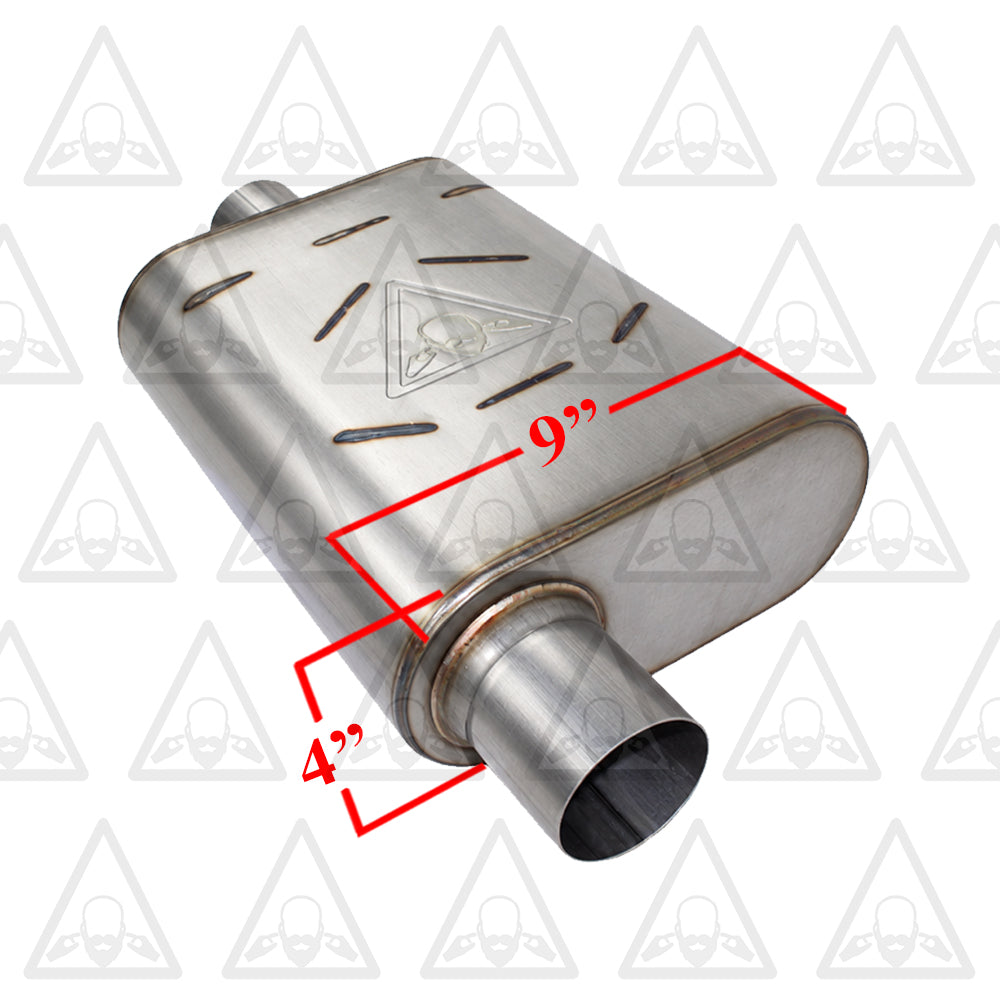 Pair of 2.5" Offset In 2.5" Center Out Dual Chamber Universal Mufflers