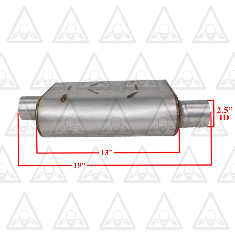 Pair of 2.5" Offset In 2.5" Center Out Dual Chamber Universal Mufflers