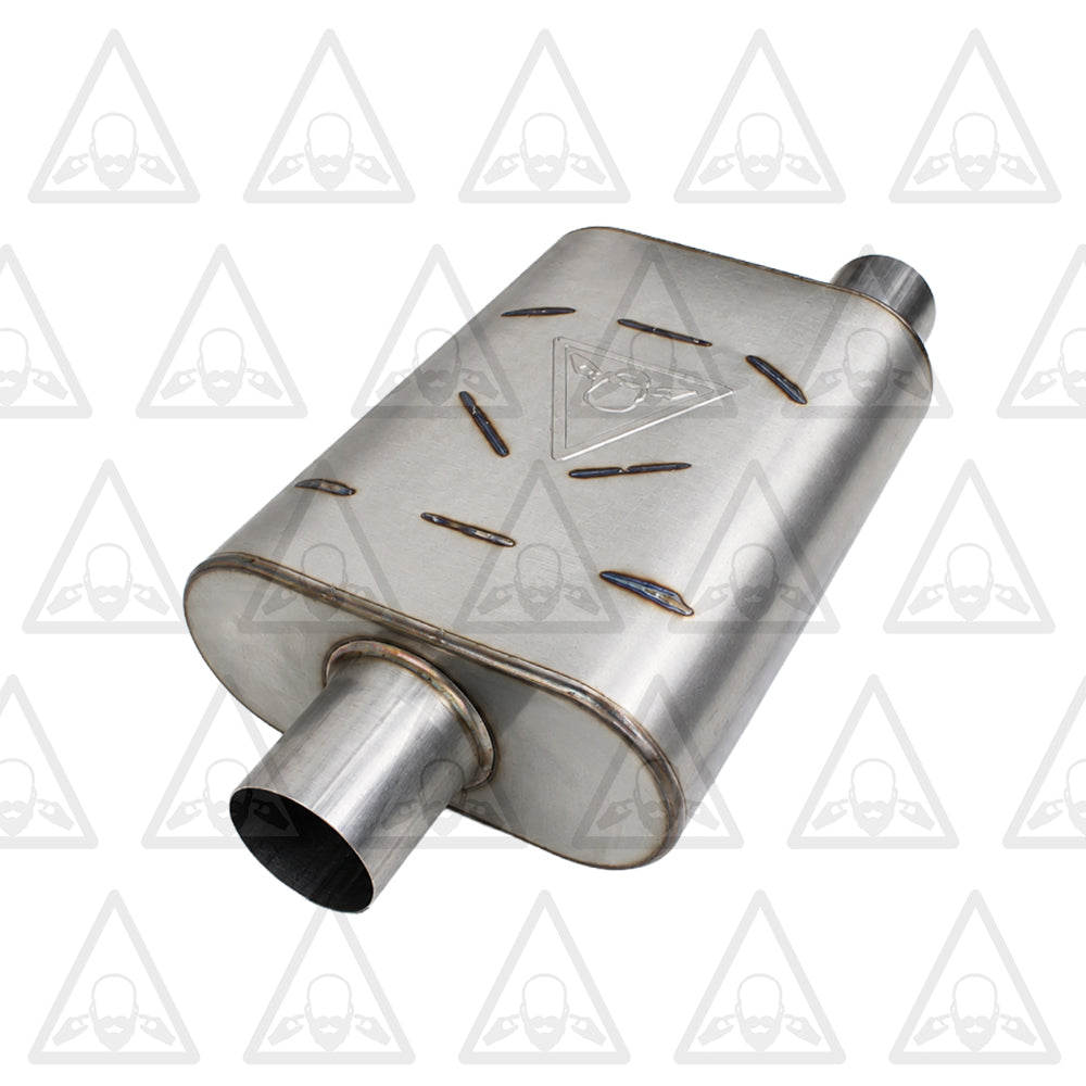 Pair of 2.5" Offset In 2.5" Center Out Dual Chamber Universal Mufflers