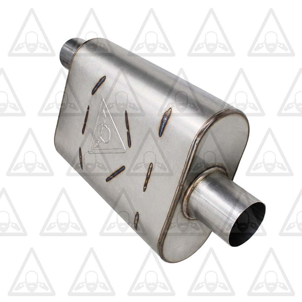 Pair of 2.5" Offset In 2.5" Center Out Dual Chamber Universal Mufflers
