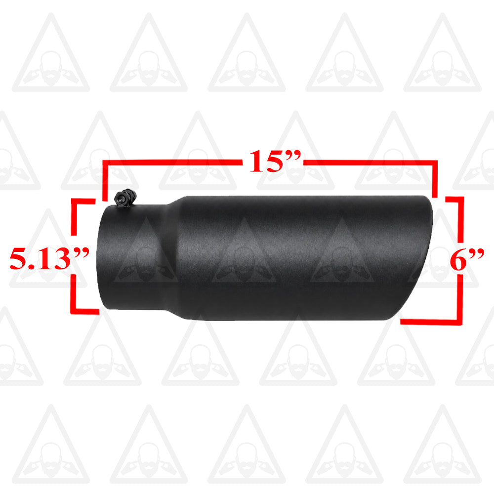 Black Powder-Coated Exhaust Tip 4.9" ID x 5.13" OD x 15" Long