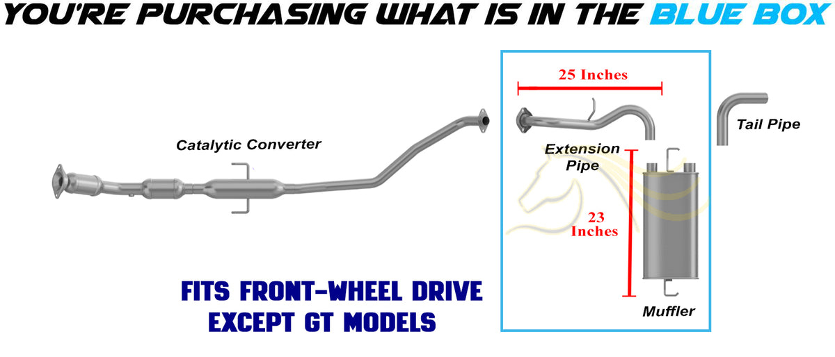 2009-2010 Pontiac Vibe 2.4L FWD Extension Pipe & Muffler Exhaust Kit | Stainless Steel