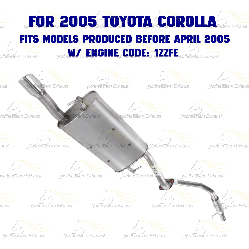 2003-2005 Toyota Corolla 1.8L Muffler Resonator Pipe Exhaust System Kit | For 1ZZFE Engine Code
