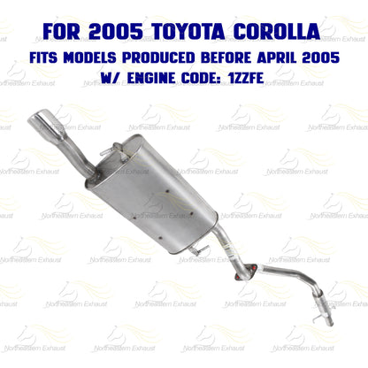 2003-2005 Toyota Corolla 1.8L Muffler Resonator Pipe Exhaust System Kit | For 1ZZFE Engine Code