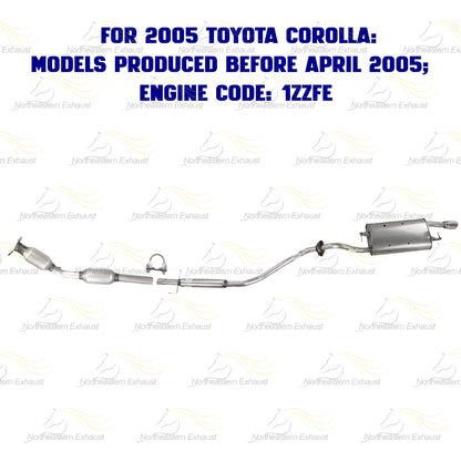 2003-2005 Toyota Corolla 1.8L Catalytic Exhaust System Kit w/ Hangers EPA Approved