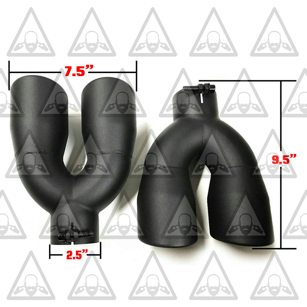 Set of Two Universal Black-Coated Dual Exhaust Tips 2.5" Inlet 3.5" Outlet