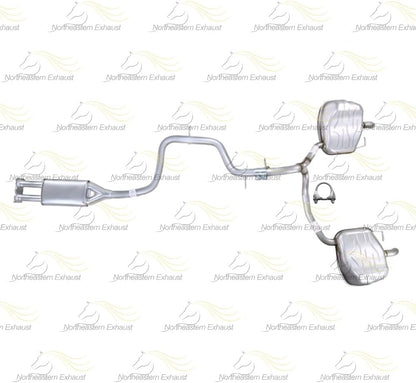 2008-2010 Volvo V70 3.2L Exhaust Resonator Pipe and Pair of Muffler