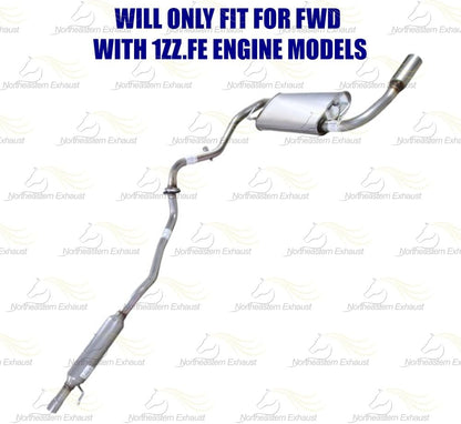 2005-2008 Pontiac Vibe 1.8L Exhaust Resonator Pipe Muffler & Tail Pipe