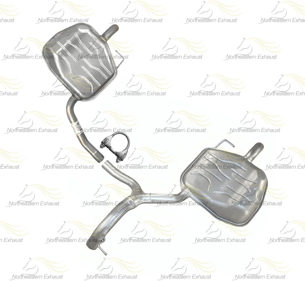 2008-2010 Volvo V70 3.2L Exhaust Resonator Pipe and Pair of Muffler