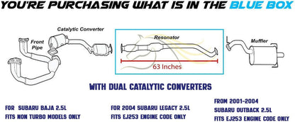Exhaust Resonator Pipe for 2003 Subaru Baja | 2000-2004 Subaru Legacy & Outback 2.5L