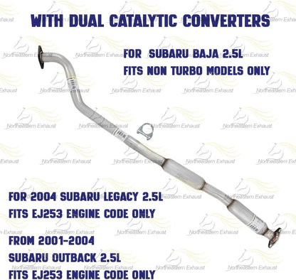 Exhaust Resonator Pipe for 2003 Subaru Baja | 2000-2004 Subaru Legacy & Outback 2.5L