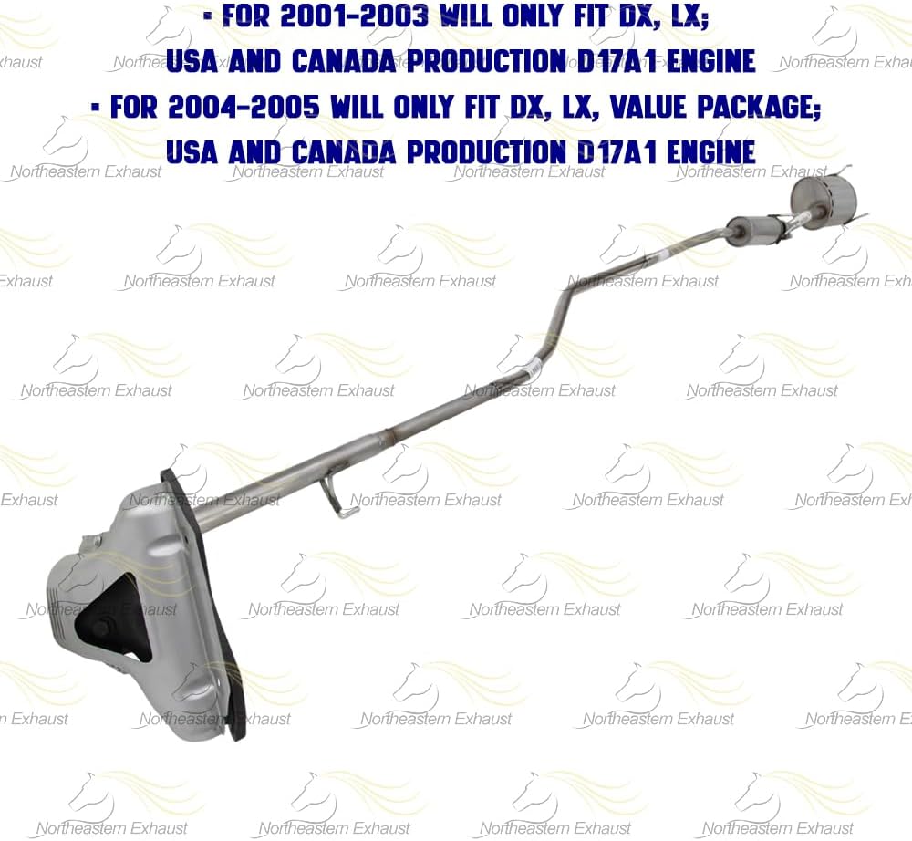 2001-2005 Honda Civic 1.7L Manifold Catalytic, Pipe, Resonator & Muffler Complete Exhaust System Kit