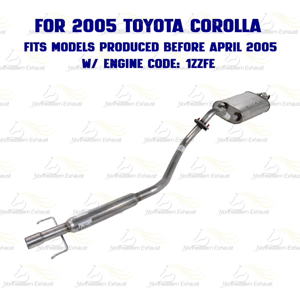 2003-2005 Toyota Corolla 1.8L Exhaust Resonator & Muffler w/ Hanger Stainless Steel