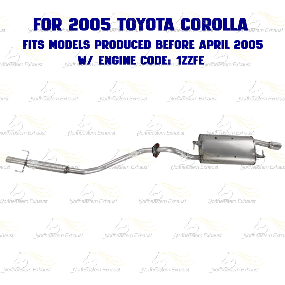 2003-2005 Toyota Corolla 1.8L Muffler Resonator Pipe Exhaust System Kit | For 1ZZFE Engine Code