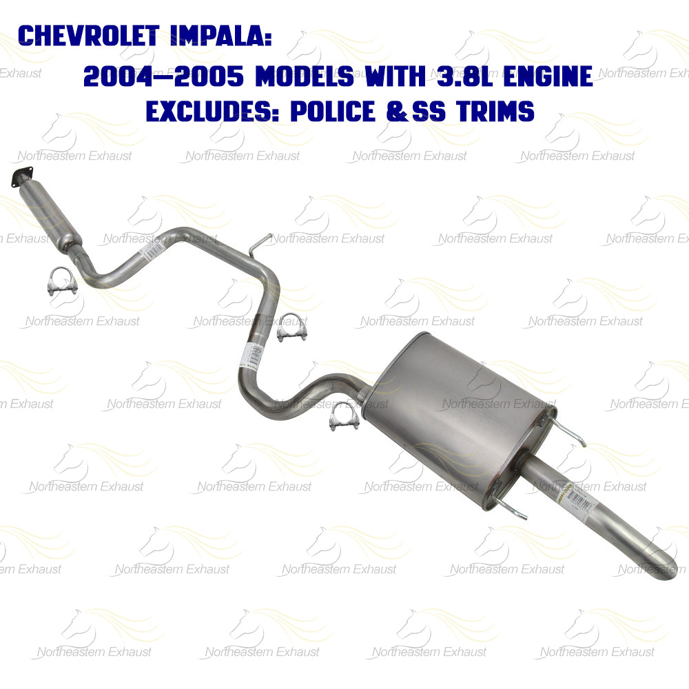2003-2005 Chevy Impala and Monte Carlo 3.4L 3.8L Resonator, Intermediate Pipe and Muffler