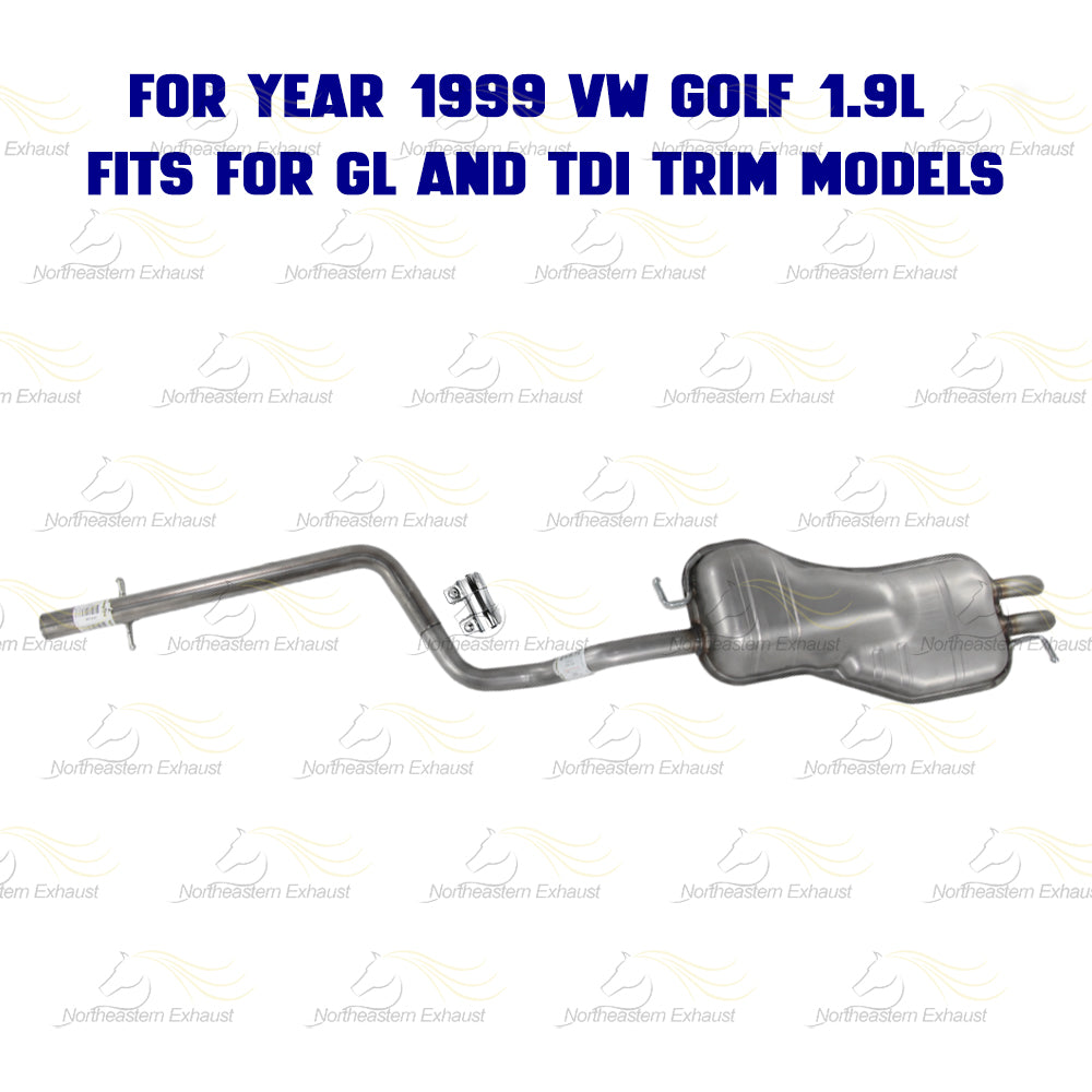 1999-2006 Volkswagen Beetle and Golf 1.9L Exhaust Intermediate Pipe and Muffler | Stainless Steel