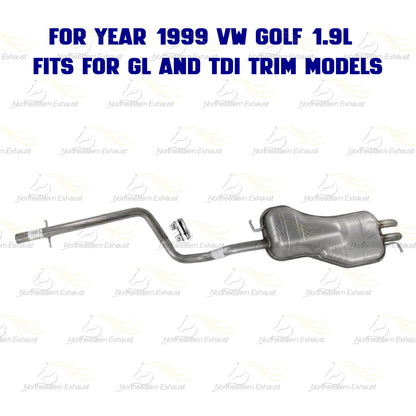 1999-2006 Volkswagen Beetle and Golf 1.9L Exhaust Intermediate Pipe and Muffler | Stainless Steel