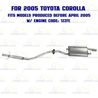 2003-2005 Toyota Corolla 1.8L Exhaust Resonator & Muffler w/ Hanger Stainless Steel