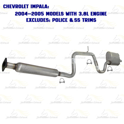 2003-2005 Chevy Impala and Monte Carlo 3.4L 3.8L Resonator, Intermediate Pipe and Muffler