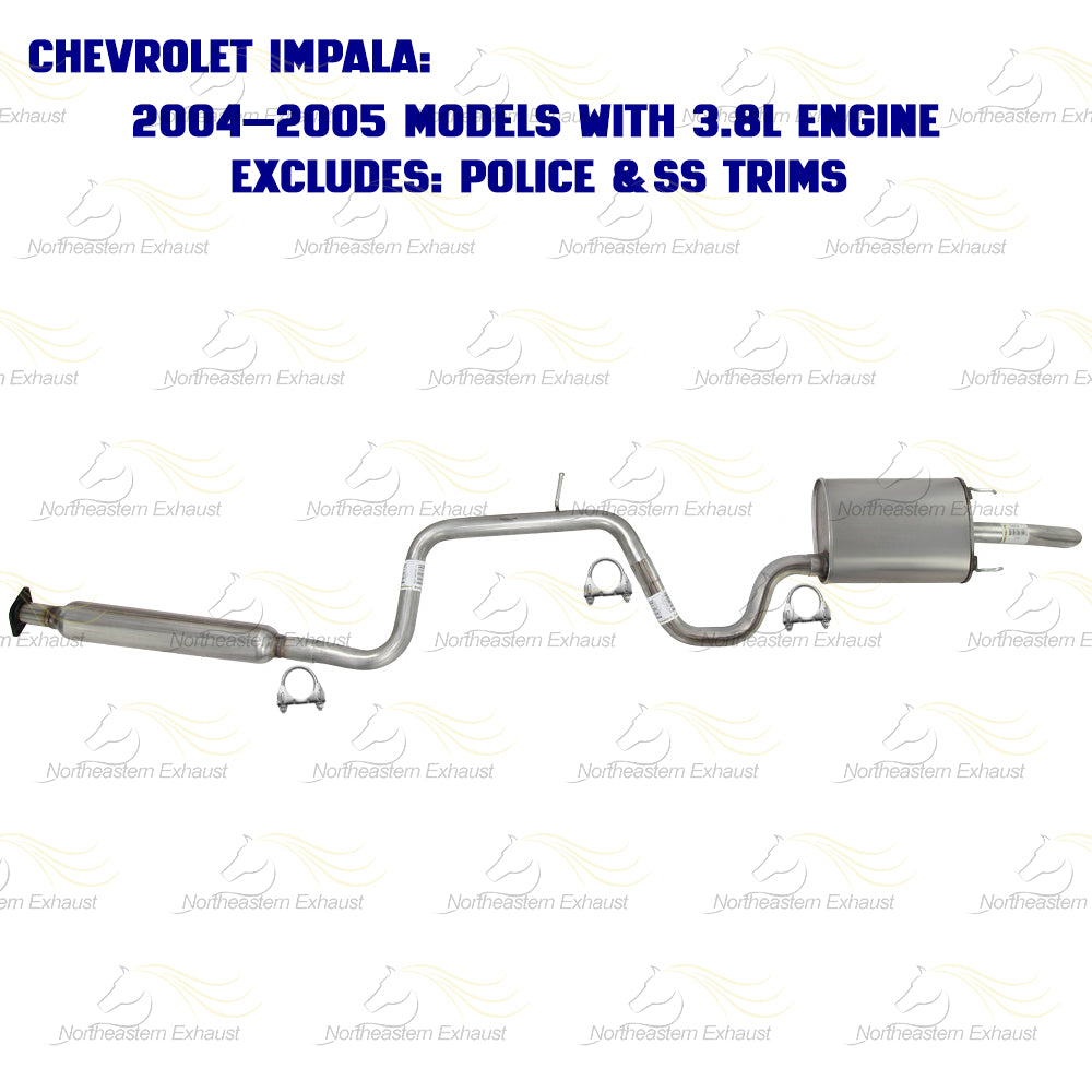 2003-2005 Chevy Impala and Monte Carlo 3.4L 3.8L Resonator, Intermediate Pipe and Muffler