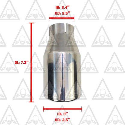 Stainless Steel Universal Exhaust Tip 2.5" ID, 3.5" OD, 7.3" Long