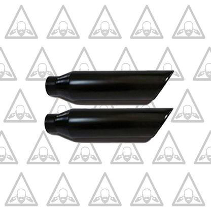 1987-2004 Dodge Ram 1500 and 2500 Dual 2.5'' Mandrel-Bent Pipe with Black Tips and Single Chamber Muffler Exhaust Kit