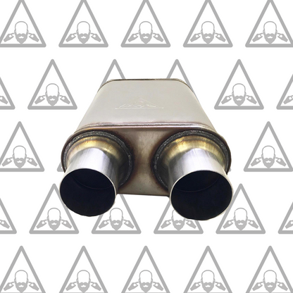 1987-2002 GMC Sierra/C/K 1500 and 2500 Dual 2.5'' Mandrel-Bent Pipe with Black Tips and 2.5" Center Diameter Dual Chamber Muffler Exhaust Kit