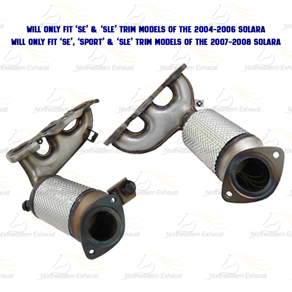 2004-2008 Toyota Solara 3.3L Passenger & Driver-side Exhaust EPA Manifold Rear Catalytic Resonator Pipe