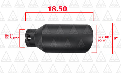 Colt Exhaust High Temperature Black Coated Diesel Truck Bolt On Exhaust Tip (5" x 7" x 15")
