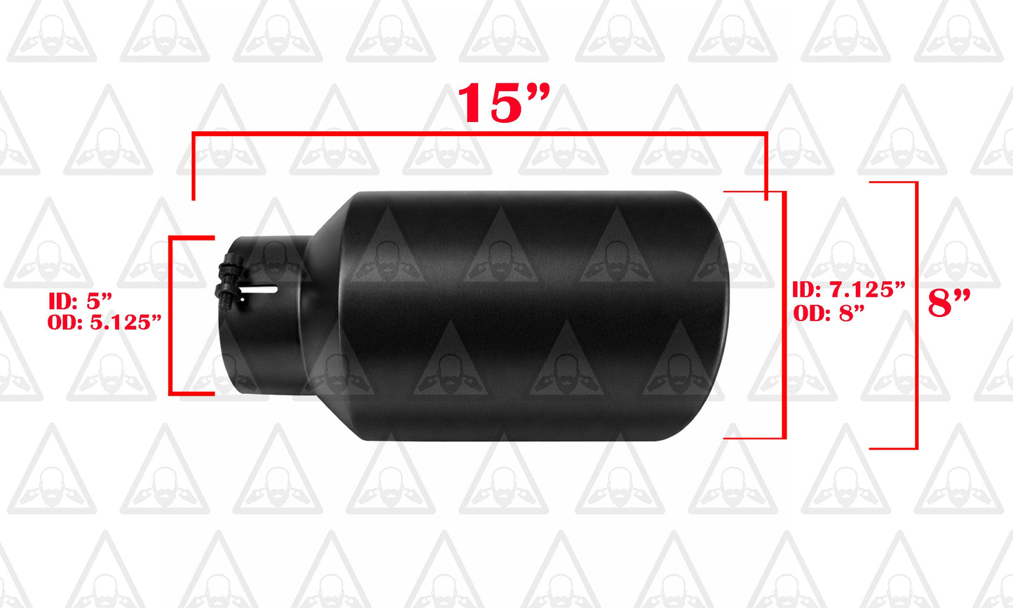 Colt Exhaust Black Coated Diesel Truck Bolt On Exhaust Tip 5in ID | 8in OD | 15in Long
