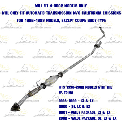 1998-2002 Honda Accord 2.3L Exhaust Front Pipe w/ Catalytic Converter Resonator Kit | SEDAN