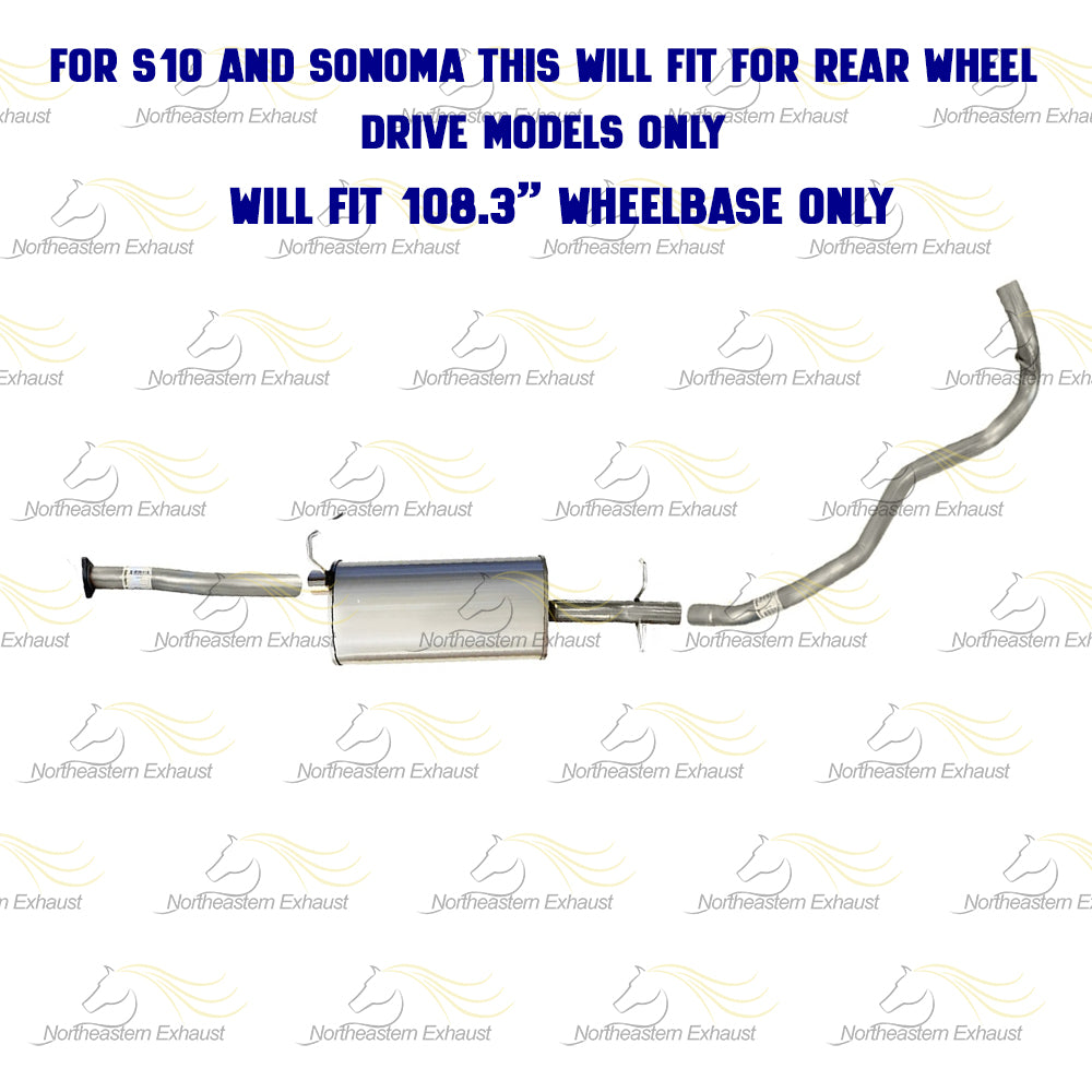 1996-1997 Chevy S10, GMC Sonoma, Isuzu Hombre 2.2L Exhaust Pipe, Muffler and Tail Pipe