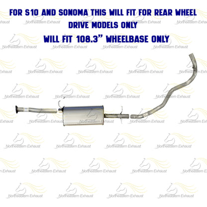 1996-1997 Chevy S10, GMC Sonoma, Isuzu Hombre 2.2L Exhaust Pipe, Muffler and Tail Pipe