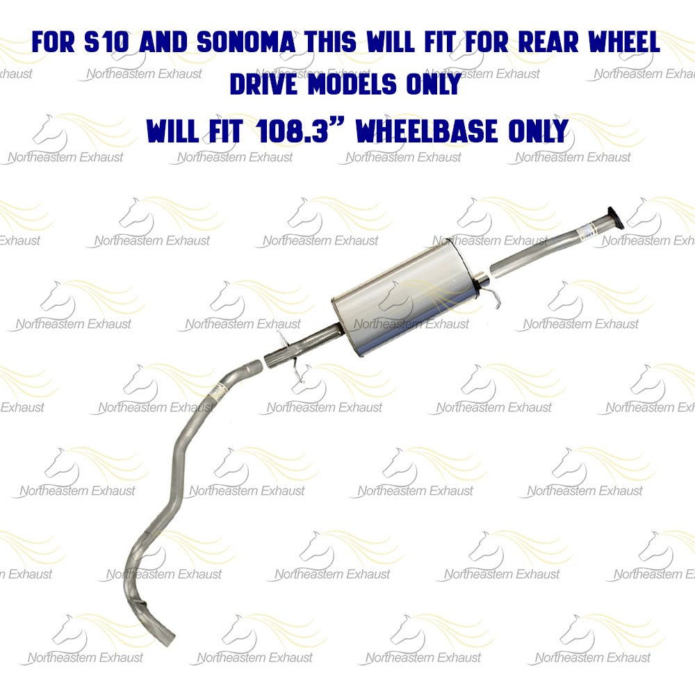 1996-1997 Chevy S10, GMC Sonoma, Isuzu Hombre 2.2L Exhaust Pipe, Muffler and Tail Pipe