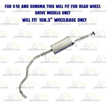 1996-1997 Chevy S10, GMC Sonoma, Isuzu Hombre 2.2L Exhaust Pipe, Muffler and Tail Pipe